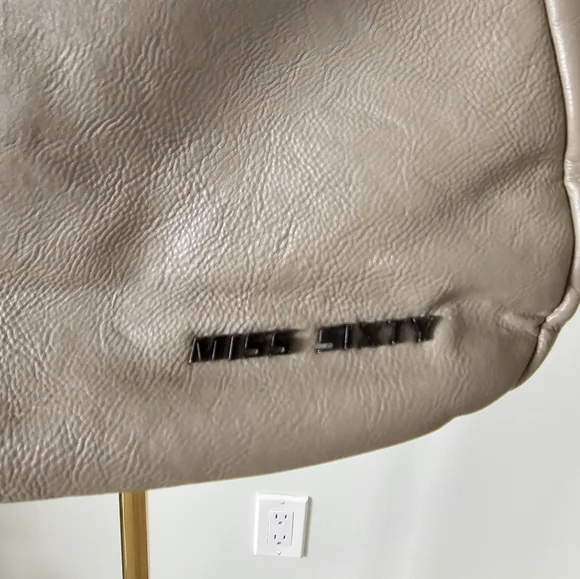 Miss Sixty Gray Leather Shoulder Bag 2000's y2k - Picture 3 of 11